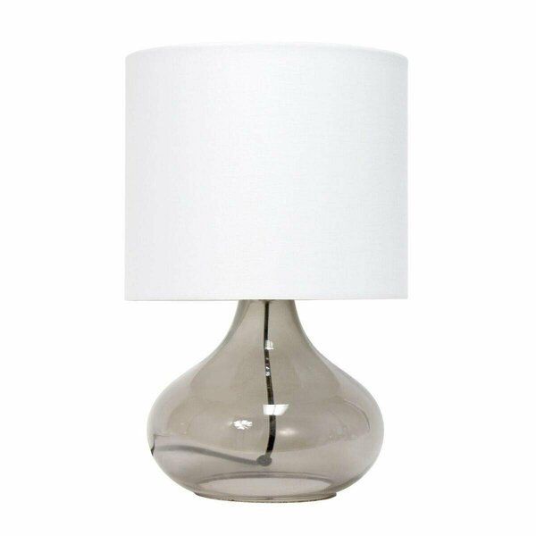 All The Rages Simple Designs Glass Raindrop Table Lamp with Fabric Shade, Smoke Gray with White Shade LT2063-SMW